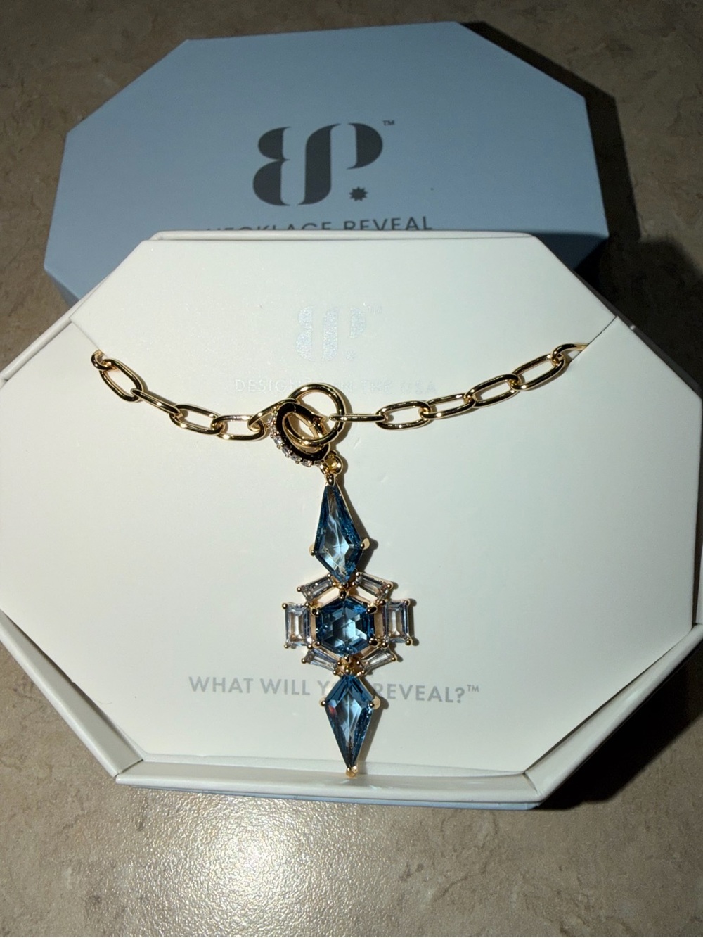 Bomb Party Necklace-Kaleidoscope Wonder Blue Spinel on Gold NK51581